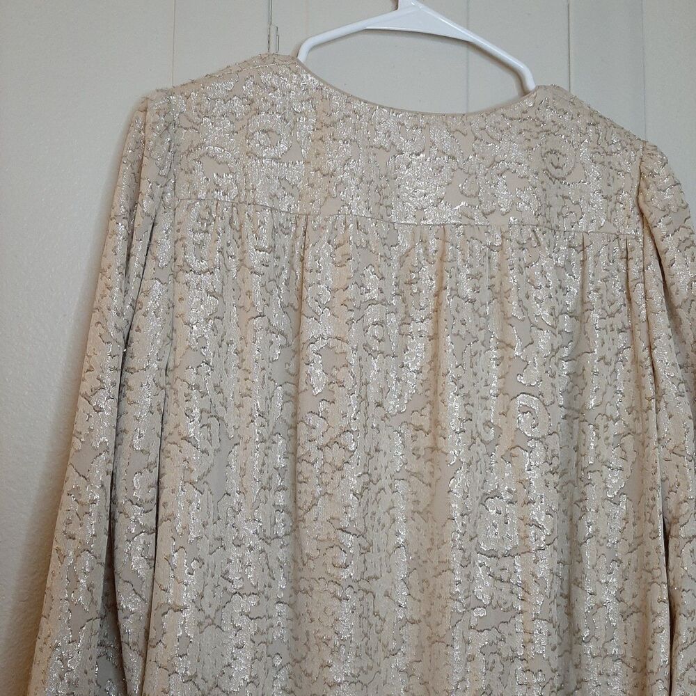 NEW Elizabeth & James Dress Beige Women Size 6 Sparkle Shift Dress LS $425 Silk - Picture 12 of 13
